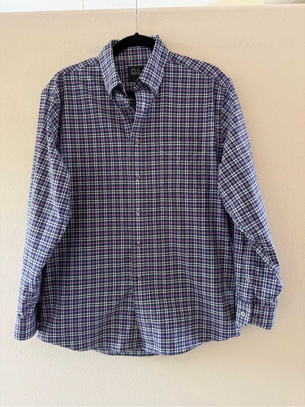 Jos. A. Bank Men’s Traveler Navy Plaid Button-Down Shirt